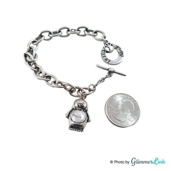 Aeropostale Silver Tone Penguin Charm Toggle Bracelet - Picture 5 of 8